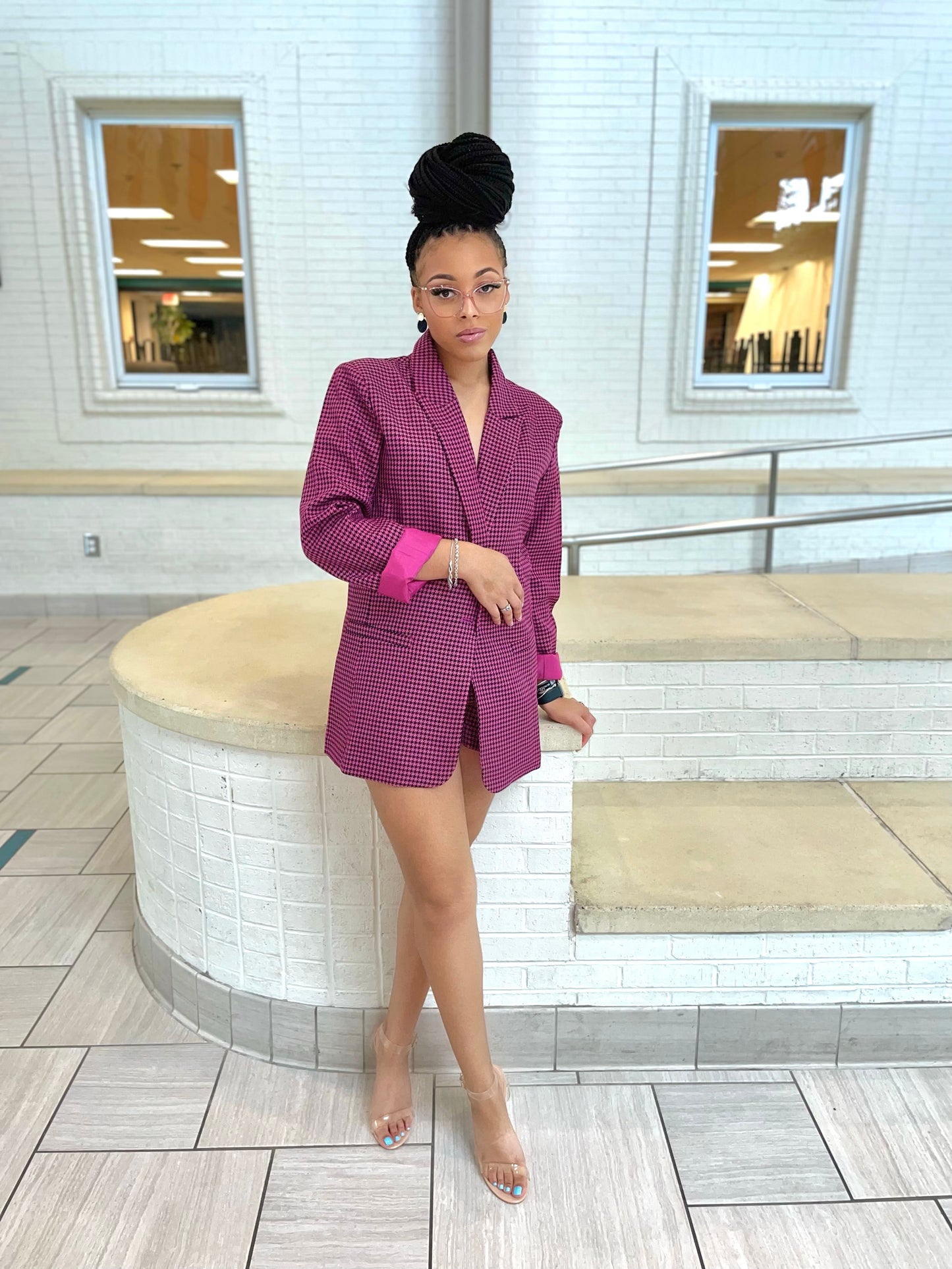 Houndstooth Jacket Short Set