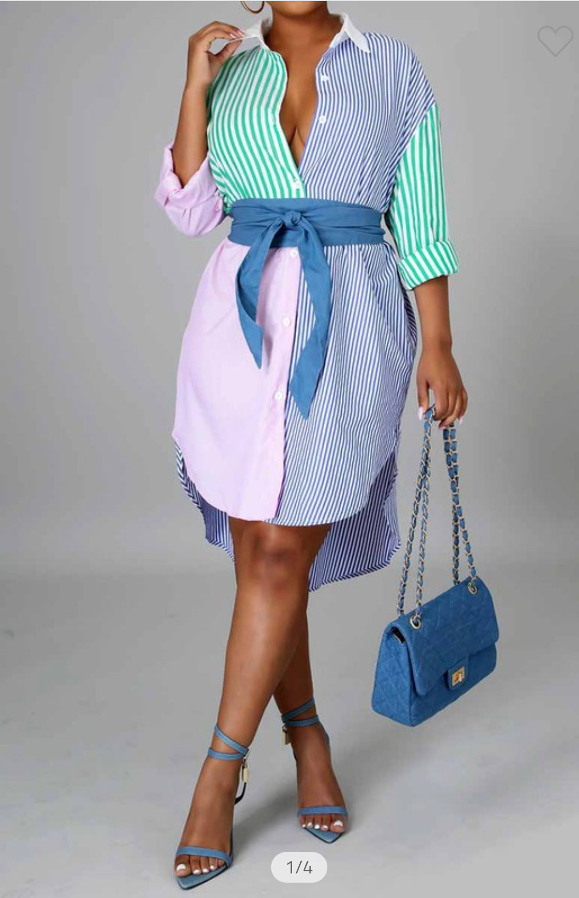 Striped Long Sleeve Midi Dress