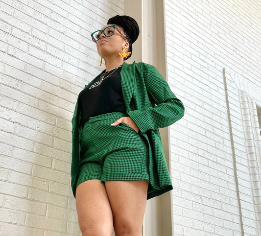 Houndstooth Jacket Short Set