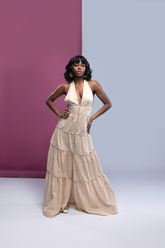 V-Cut Sleeveless Dress