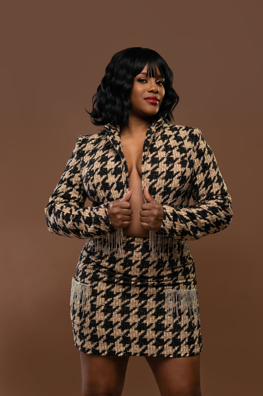 Tasseled Rhinestone Blazer and Mini