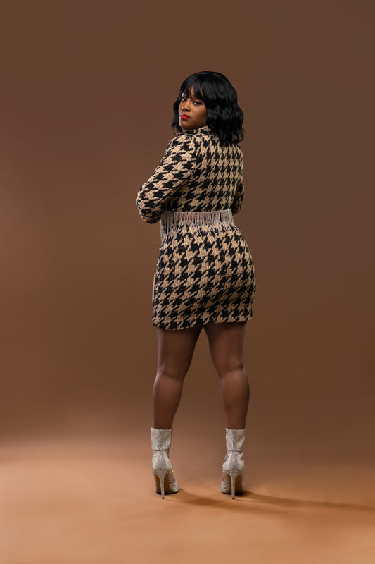 Tasseled Rhinestone Blazer and Mini